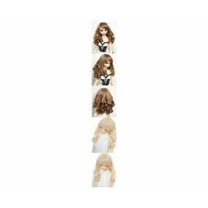 Leekeworld Wig W066_D (Длинный парик с кудрями и челкой чёрный размер 15 - 18 см для кукол Ликиворлд)