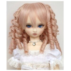 Leekeworld Wig W070_D (Волосы кудряшки короткие цвет розовый коктейль размер 15-18 см для кукол Ликиворлд)