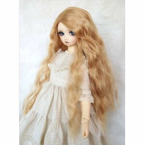 Leekeworld Wig W121_M (Парик с длинными волнистыми волосами размер 17,7-20,3 см розовый для кукол Ликиворлд)