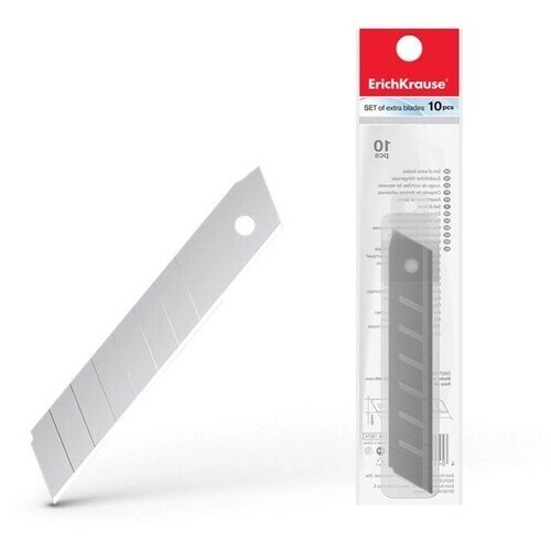 Лезвия для канцелярского ножа ErichKrause, 18 мм, 10 штук, в пластиковом контейнере от компании М.Видео - фото 1