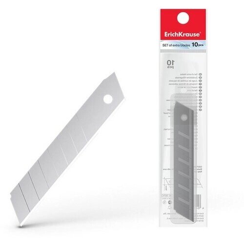 Лезвия для канцелярского ножа ErichKrause, 18 мм, 10 штук, в пластиковом контейнере от компании М.Видео - фото 1