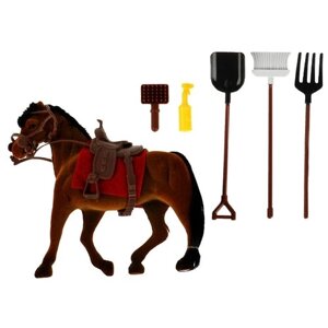Лошадь Карапуз флокированная лошадь для Софии, KT3211-HB-S, коричневый