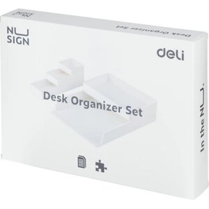 Лоток для бумаг горизон Deli NuSign ENS001-white набор 2шт + органайзер бел