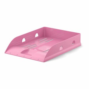 Лоток для бумаг пластиковый ErichKrause Base, Pastel, розовый 57937