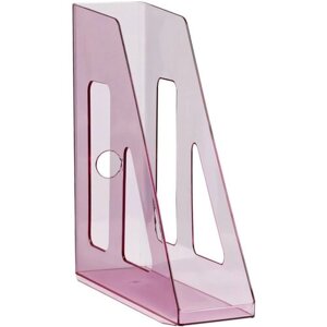 Лоток для бумаг вертикальный СТАММ "Актив", тонированный розовый, ширина 70мм, 351500