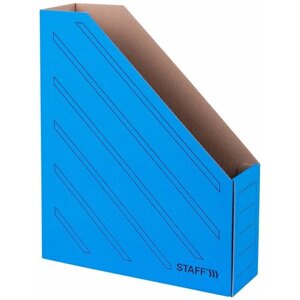 Лоток вертикальный для бумаг (260х320 мм), 75 мм, до 700 листов, микрогофрокартон, STAFF, синий, 128882