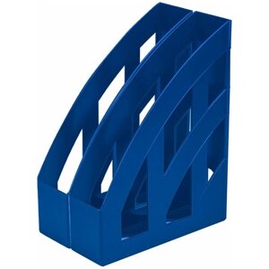 Лоток вертикальный для бумаг комплект 2 шт., BRAUBERG "Modern", 245х75х320 мм, синий, 238031