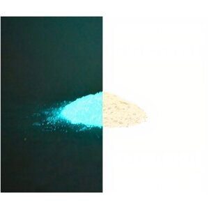 Люминофор порошок MHB-5DW бесцветный влагостойкий свечение бирюзовое / люминесцентный / для акриловой базы, лаков, эпоксидки, творчества - 10 гр