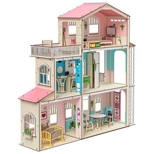 M-Wood кукольный домик Симфония с лифтом и террасой, MW-3023_3, розовый