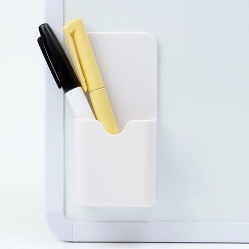 Магнитная универсальная подставка для маркеров и губок белого цвета "Классика" 3х5.5х12 см (комплект из 10 шт) от компании М.Видео - фото 1