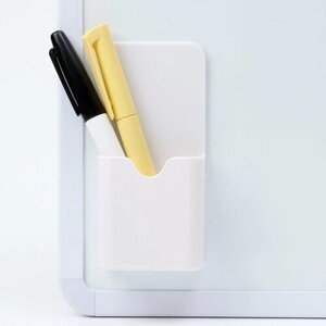 Магнитная универсальная подставка для маркеров и губок белого цвета "Классика" 3х5.5х12 см (комплект из 10 шт)