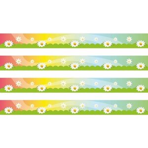 Магнитные ленты для выставки рисунков "Цветная полянка" 10х100см для детского сада оформление уголка творчества 4шт магнитные полоски