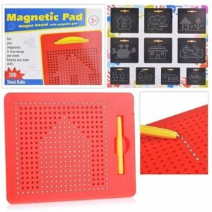 Магнитный конструктор "Magnetic Pad" 380 шариков / Magpad 380 отверстий для шариков / Магнитный конструктор / Детский планшет / Обучающий, развивающий мелкую моторику