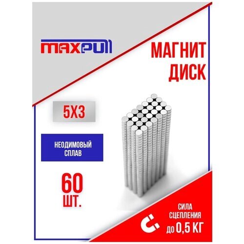 Магниты 5х3 мм MaxPull диски NdFeB набор 60 шт. в тубе от компании М.Видео - фото 1