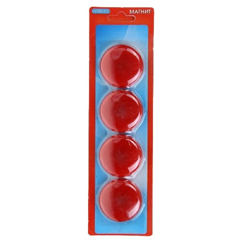 Магниты для доски магнитно-маркерная Calligrata d-4 набор на блистере, красный от компании М.Видео - фото 1