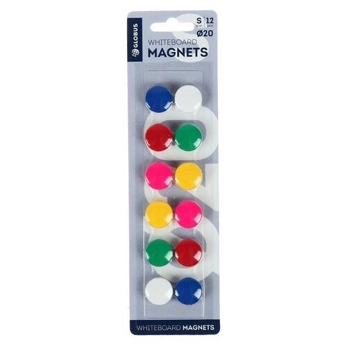 Магниты для досок 20 мм, 12 штук, цветные, в блистере от компании М.Видео - фото 1