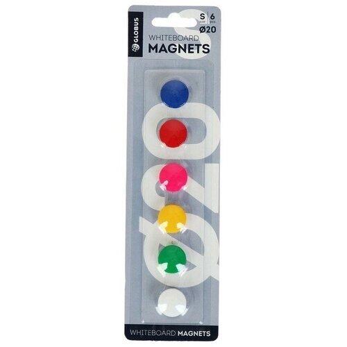Магниты для досок Globus 20 мм, 6 штук, цветные, в блистере от компании М.Видео - фото 1