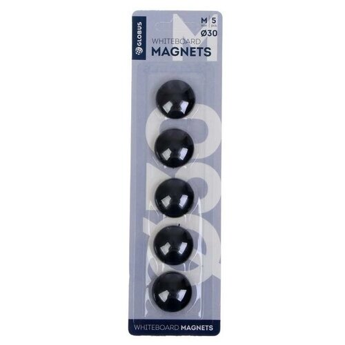 Магниты для досок Globus 30 мм, 5 штук, чёрные, в блистере от компании М.Видео - фото 1