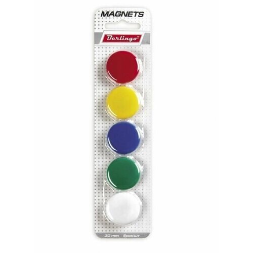 Магниты для магнитно-маркерных досок Berlingo цветные диаметр 3 см, 5 шт/уп от компании М.Видео - фото 1