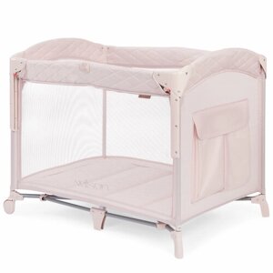 Манеж детский складной Happy Baby WILSON, манеж кровать для новорожденных с колёсами, регулировка высоты, сумка-чехол в комплекте, розовый