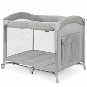 Манеж детский складной Happy Baby WILSON, манеж кровать для новорожденных с колёсами, регулировка высоты, сумка-чехол в комплекте, серый