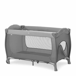 Манеж - кровать детский Hauck Sleep N Play Go Plus Grey, складной с матрасом 120х60 см, боковым лазом и 2 колесиками, серый