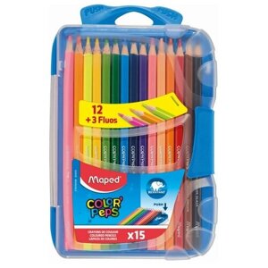 Maped Цветные карандаши Color Pep's 15 цветов, «умная» коробка голубого цвета (832035)