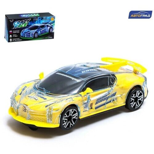 Машина «Crazy race. Гонки», русская озвучка, свет, работает от батареек, цвет жёлтый от компании М.Видео - фото 1
