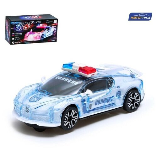Машина «Crazy race. Полиция», русская озвучка, свет, работает от батареек, цвет белый от компании М.Видео - фото 1