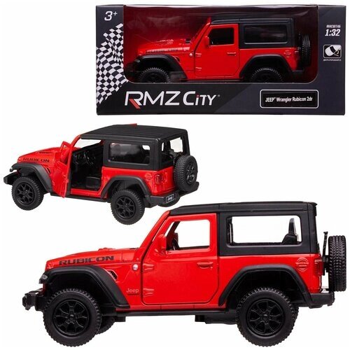 Машина металлическая RMZ City 1:32 Jeep Wrangler Rubicon 2021, красный цвет, двери открываются от компании М.Видео - фото 1