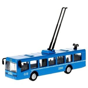 Машина Метрополитен Троллейбус 16,5 см синяя металл инерция Технопарк SB-16-65-WB (20-1)
