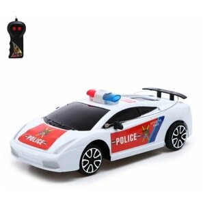 Машина радиоуправляемая "Полицейский патруль", работает от батареек, цвет бело-красный