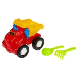 Машинка детская "Смайл" Самосвал №1: машинка, лопатка и грабельки, Colorplast