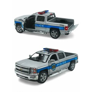 Машинка металлическая Kinsmart 1:46 «2014 Chevrolet Silverado (Полиция) инерционная KT5381DPR-2