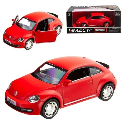Машинка металлическая Uni-Fortune RMZ City 1:32 Volkswagen New Beetle 2012, инерционная, красный матовый цвет, 16.5 x 7.5 x 7 см от компании М.Видео - фото 1