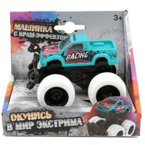 Машинка с краш-эффектом Funky Toys 4х4, пул бэк, цвет голубой от компании М.Видео - фото 1