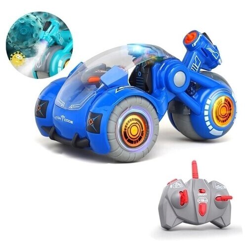 Машинка трюковая на пульте управления с паром и подсветкой, синяя/ Машинка перевертыш, S+S Toys от компании М.Видео - фото 1