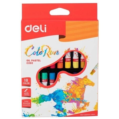 Масляная пастель Deli ColoRun EC20210 18 цветов картонная коробка с европодвесом, для творчества от компании М.Видео - фото 1