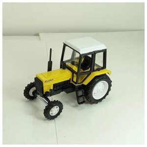 Масштабная модель "МОМ" Трактор МТЗ-82 "Люкс-2"металл) желтый/белый, 1:43