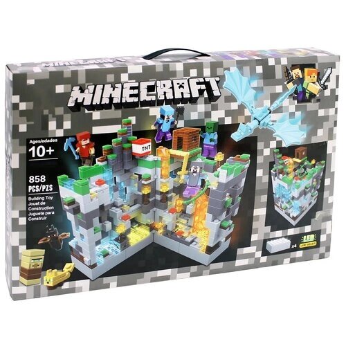 Майнкрафт, конструктор Minecraft Серая крепость с LED подсветкой 858 деталей (совместим с конструкторами лего) от компании М.Видео - фото 1