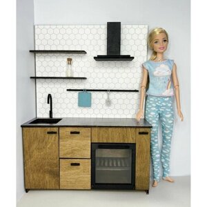 Мебель для кукол до 30 см Барби Ola la Home Кухня с полками для кукольного домика