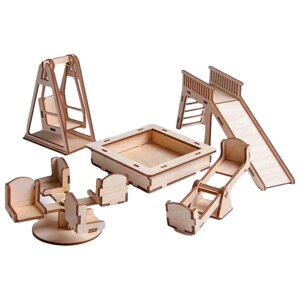 Мебель для кукол Лесная мастерская "Детская площадка", для домика, деревянная, Эко материалы