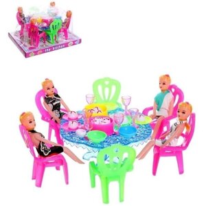 Мебель для кукол с куклами и аксессуарами, цвета микс