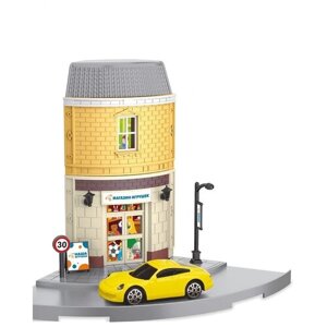 Мегаполис Магазин игрушек, машина мет., 2-х этажное здание, элементы трека