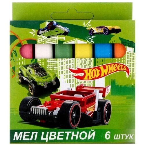 Мел цветной Hot Wheels, 6 шт. в картонной упаковке с европодвесом от компании М.Видео - фото 1