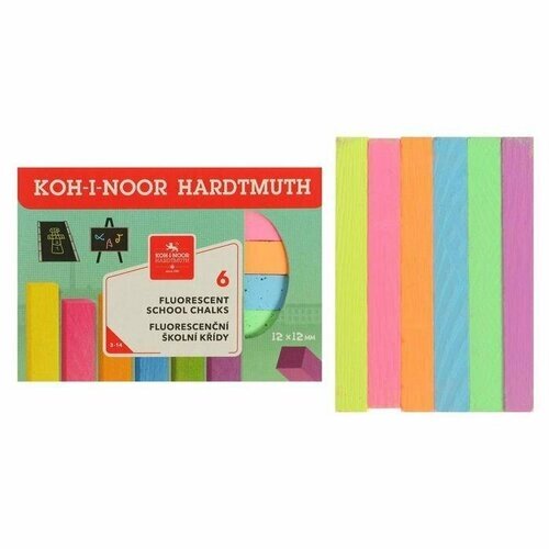 Мелки цветные 6 штук Koh-I-Noor 1125, прямоугольные, флуоресцентные (комплект из 3 шт) от компании М.Видео - фото 1