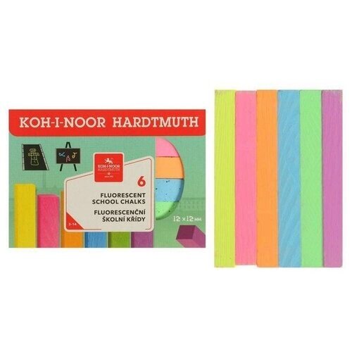 Мелки цветные 6 штук Koh-I-Noor 1125, прямоугольные, флуоресцентные от компании М.Видео - фото 1