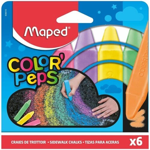 Мелки для рисования Maped Maped Color'peps, прямоугольные, 936010, 6 цветов от компании М.Видео - фото 1