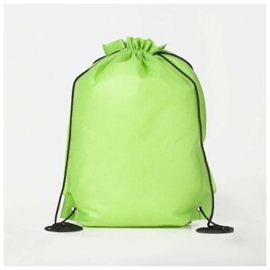Мешок, сумка для обуви, сменки, сменной на шнурке, цвет зелёный