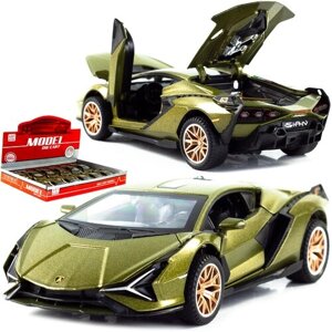Металлическая машинка 1:32 «Lamborghini Sian FKP 37» свет и звук, инерционная / Бронзовый